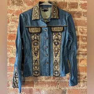 Berek 2 Small Gold, Silver, and Black Beaded Denim Jacket